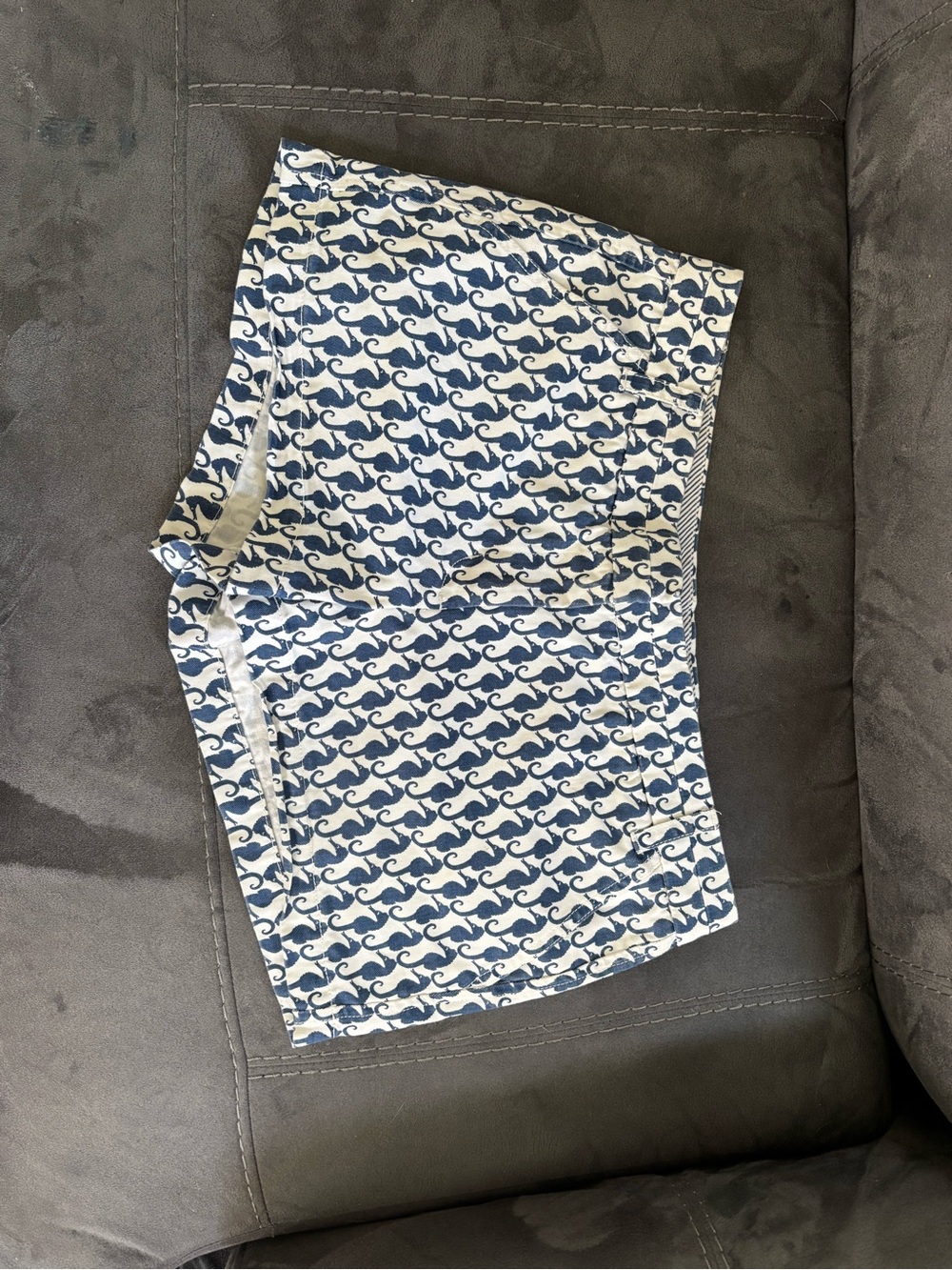 J. Crew Navy and White Wave-Print Chino Shorts